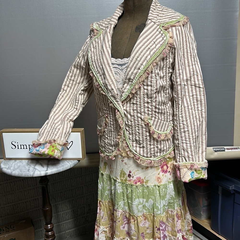 jacket/maxi skirt vintage Victorian boho NWT quilted jacket Loveshack fancy XS